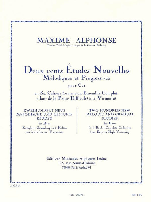 Deux cents Études Nouvelles Mélodiques et Progressives Pour Cor - Cahier 5: Vingt Etudes Tres Diffi [200 New Melodic and Gradual Studies for Horn - Book 5: 20 Very Advanced] 法國號 練習曲 | 小雅音樂 Hsiaoya Music