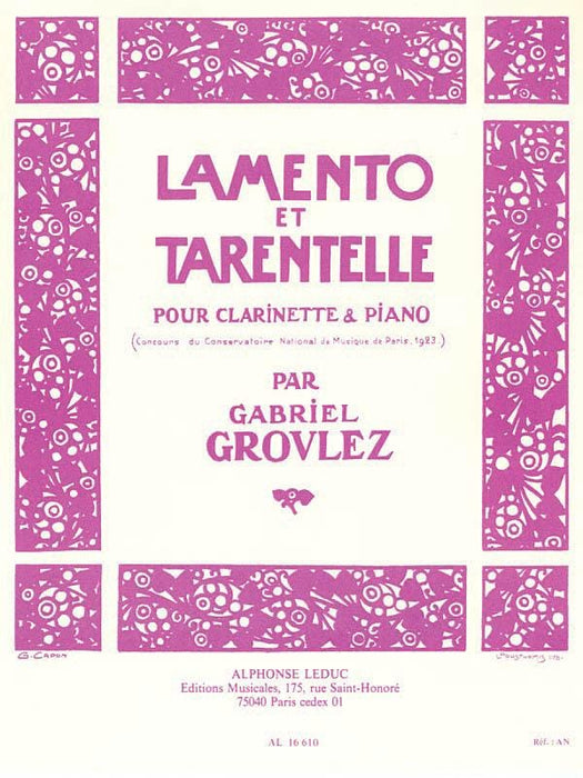 Lamento et Tarentelle for Clarinet and Piano 鋼琴 豎笛 | 小雅音樂 Hsiaoya Music