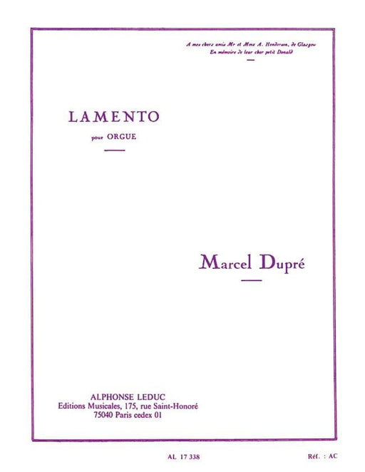 Lamento pour Orgue - Op. 24 管風琴 | 小雅音樂 Hsiaoya Music