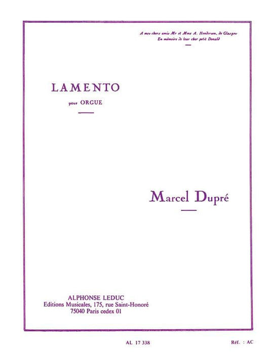 Lamento pour Orgue - Op. 24 管風琴 | 小雅音樂 Hsiaoya Music