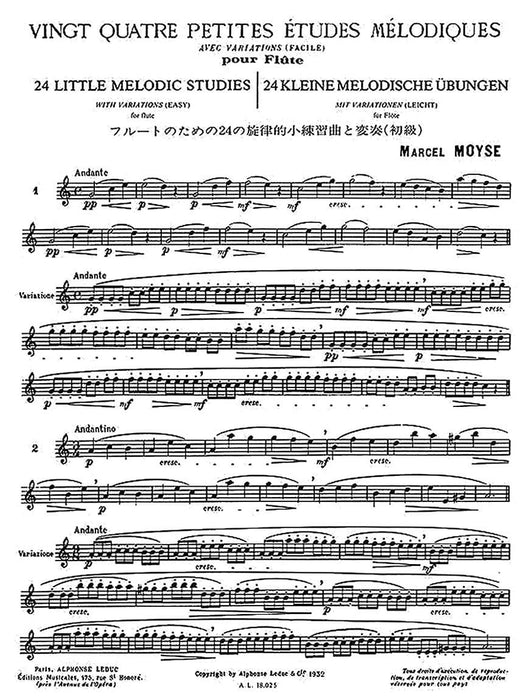 24 Petites Etudes Melodiques Avec Variations (Facile) pour Flute [24 Little Melodic Sudies with Variations (Easy) for Flute] 變奏曲 長笛 變奏曲 練習曲 變奏曲 變奏曲 長笛 | 小雅音樂 Hsiaoya Music