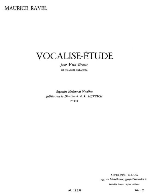 Vocalise-Etude en Forme de Habanera for Low Voice and Piano 拉威爾‧摩利斯 低音 鋼琴 聲樂 | 小雅音樂 Hsiaoya Music