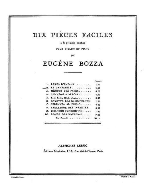 Dix Pieces Faciles No. 2 - Le Campanile for Violin and Piano 小提琴 鋼琴 小品 | 小雅音樂 Hsiaoya Music