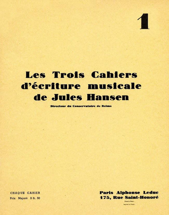 Les Trois Cahiers d'écriture Musicale de Jules Hansen Volume 1 | 小雅音樂 Hsiaoya Music