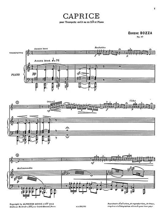 Caprice for Trumpet in C or B flat and Piano 隨想曲小號(含鋼琴伴奏) | 小雅音樂 Hsiaoya Music