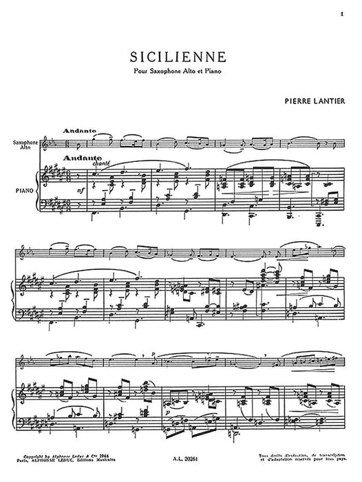 Sicilienne Pour Saxophone Alto Et Piano 鋼琴 薩氏管(含鋼琴伴奏) | 小雅音樂 Hsiaoya Music