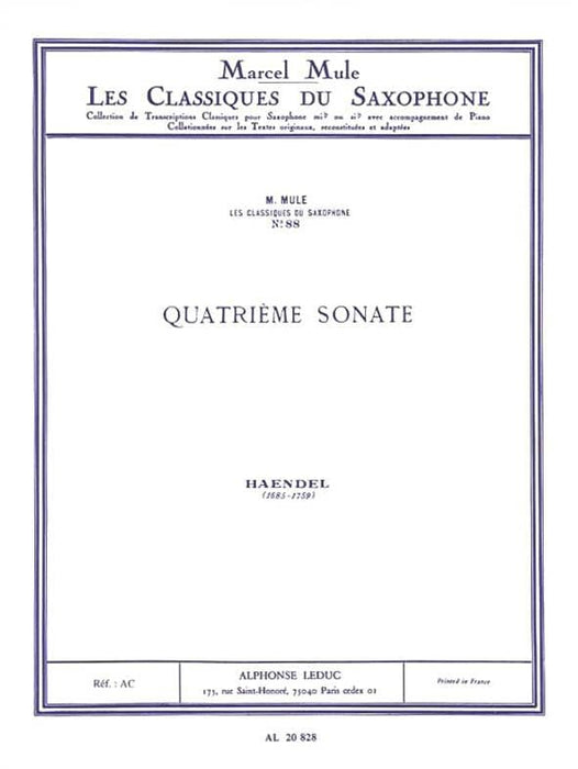 Sonata No.4 (classiques No.88) (saxophone-alto & Piano) 韓德爾 奏鳴曲 鋼琴 | 小雅音樂 Hsiaoya Music