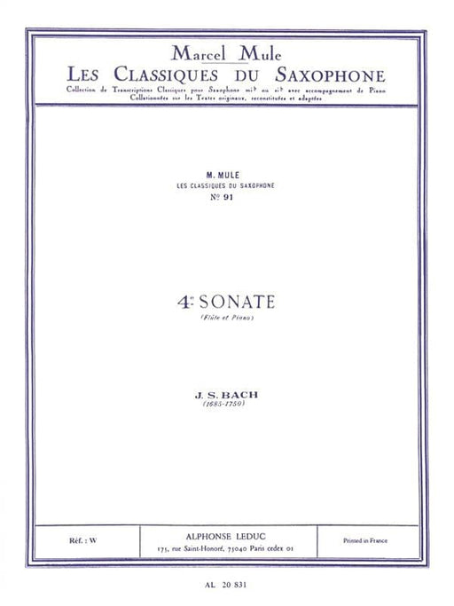 4th Sonata Saxophone Classics No. 91 Alto Saxophone and Piano 巴赫‧約翰瑟巴斯提安 薩氏管 中音薩氏管 鋼琴 | 小雅音樂 Hsiaoya Music