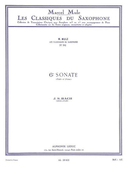 6th Sonata Saxophone Classics No. 92 Alto Saxophone and Piano 巴赫‧約翰瑟巴斯提安 薩氏管 中音薩氏管 鋼琴 | 小雅音樂 Hsiaoya Music