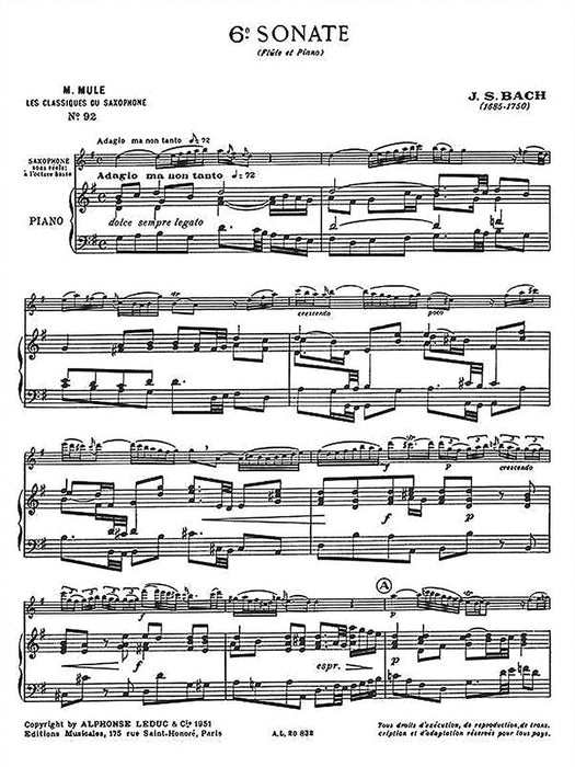 6th Sonata Saxophone Classics No. 92 Alto Saxophone and Piano 巴赫‧約翰瑟巴斯提安 薩氏管 中音薩氏管 鋼琴 | 小雅音樂 Hsiaoya Music