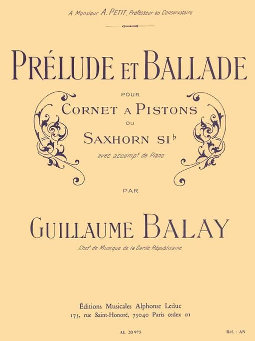 Prelude And Ballad, For Cornet Or Saxhorn And Piano 前奏曲 敘事曲短號 鋼琴 小號 | 小雅音樂 Hsiaoya Music