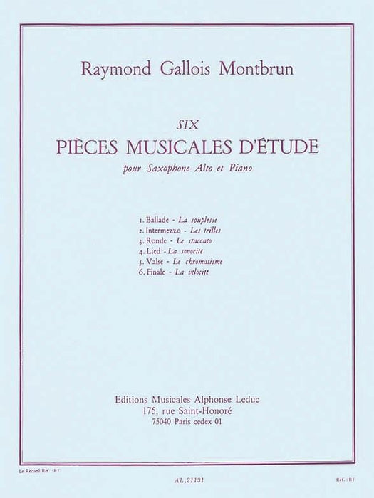 Six Pieces Musicales D'etude Pour Saxophone Alto Et Piano 薩氏管 鋼琴 小品 | 小雅音樂 Hsiaoya Music