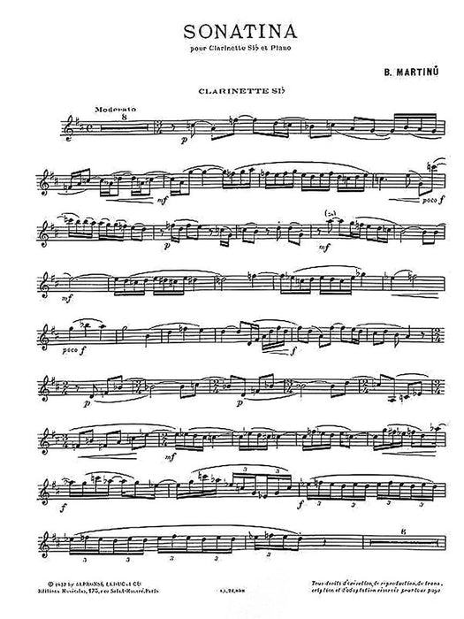 Sonatina Pour Clarinette et Piano 馬悌努 小奏鳴曲 鋼琴 豎笛(含鋼琴伴奏) | 小雅音樂 Hsiaoya Music