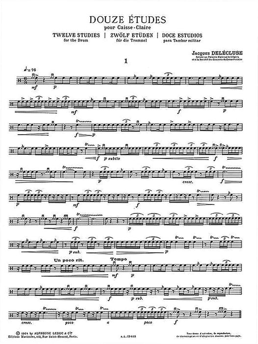 Douze Etudes Pour Caisse-Claire [Twelve Studies for the Snare Drum] 練習曲 鼓 | 小雅音樂 Hsiaoya Music