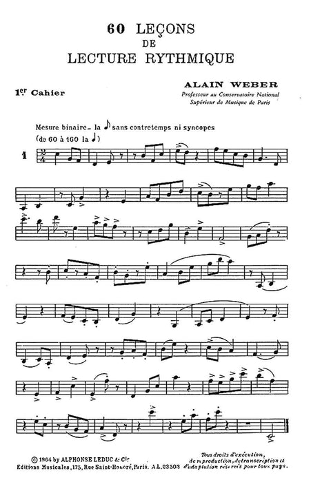 60 Lecons De Lecture Rythmique - Volume 1 | 小雅音樂 Hsiaoya Music