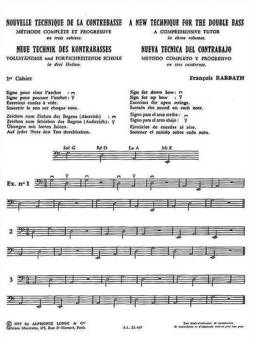 Nouvelle Technique de la Contrebasse - Volume 1 Méthode Complète et Progressive en Trois Cahiers 低音大提琴 | 小雅音樂 Hsiaoya Music
