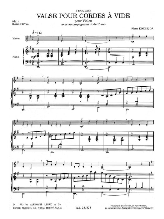 Koclejda Valses Pour Cordes A Vide Collection Violin & Piano Book 小提琴 鋼琴 圓舞曲 | 小雅音樂 Hsiaoya Music