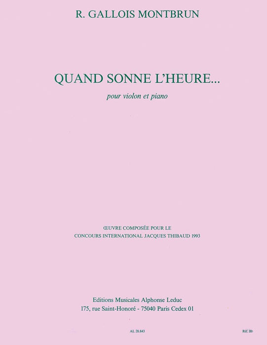 Gallois Montbrun Quand Sonne L'heure Violin & Piano Book 小提琴 鋼琴 | 小雅音樂 Hsiaoya Music
