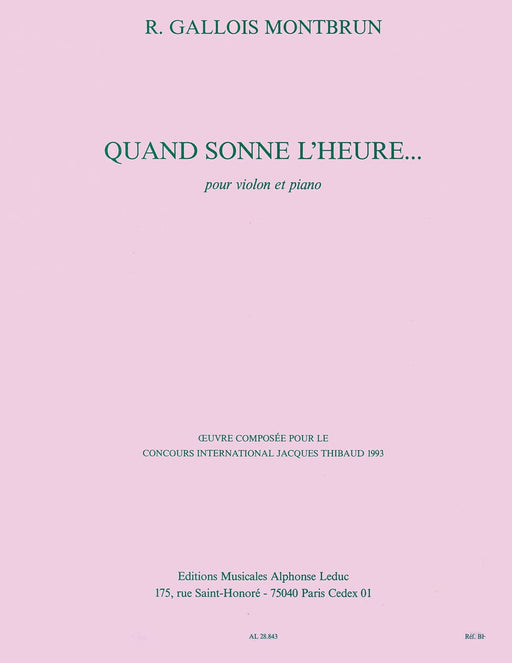 Gallois Montbrun Quand Sonne L'heure Violin & Piano Book 小提琴 鋼琴 | 小雅音樂 Hsiaoya Music