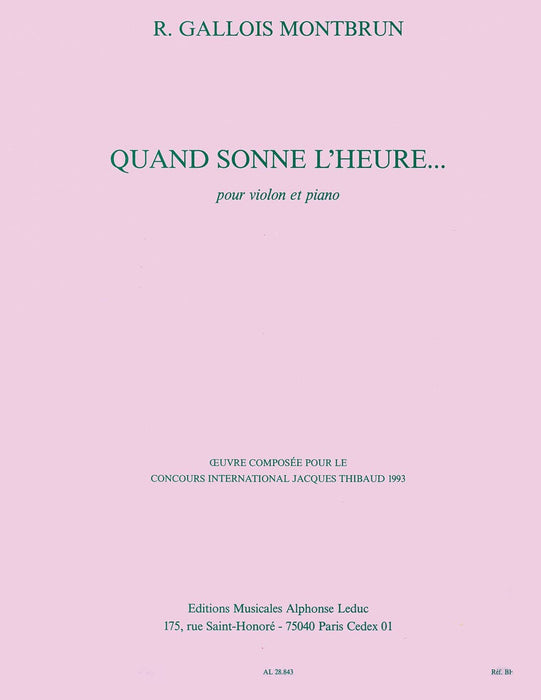 Gallois Montbrun Quand Sonne L'heure Violin & Piano Book 小提琴 鋼琴 | 小雅音樂 Hsiaoya Music