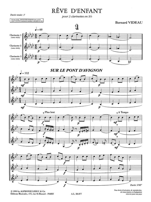 Reve D'enfant (clarinets 3) | 小雅音樂 Hsiaoya Music