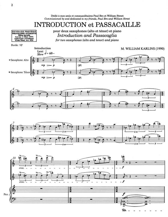 Introduction Et Passacaille (saxophones 2) 導奏 薩氏管 | 小雅音樂 Hsiaoya Music