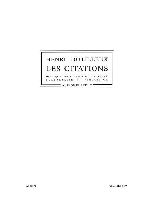 Les Citations for Oboe, Harpsichord, Double Bass and Percussion Parts 迪悌耶 大鍵琴 擊樂器 | 小雅音樂 Hsiaoya Music