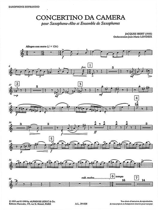 Concertino da Camera for Alto Saxophone and Saxophone Ensemble 伊貝爾 小協奏曲 中音薩氏管 薩氏管重奏 | 小雅音樂 Hsiaoya Music