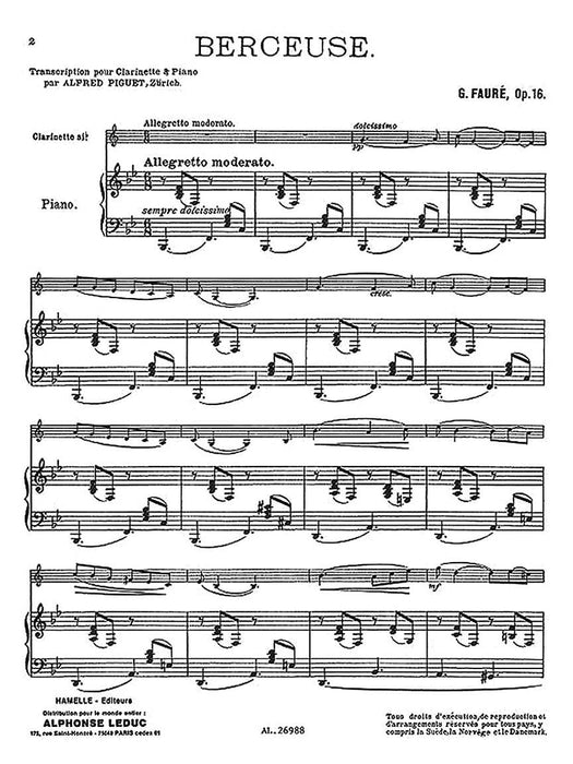 Berceuse Op.16 (clarinet & Piano) 佛瑞 搖籃曲 鋼琴 豎笛 | 小雅音樂 Hsiaoya Music