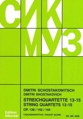 String Quartets, Nos. 13-15 (Op. 138, 142, 144) Study Score 蕭斯塔科維契‧德米特里 弦樂四重奏 | 小雅音樂 Hsiaoya Music