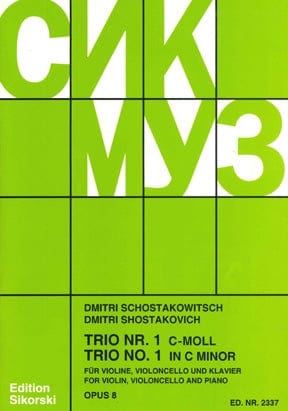 Trio No. 1, Op. 8 Score and Parts 蕭斯塔科維契‧德米特里 三重奏 鋼琴三重奏 | 小雅音樂 Hsiaoya Music