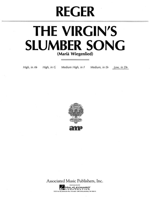 Virgin's Slumber Song Low Voice in D-Flat 雷格馬克斯 低音 | 小雅音樂 Hsiaoya Music
