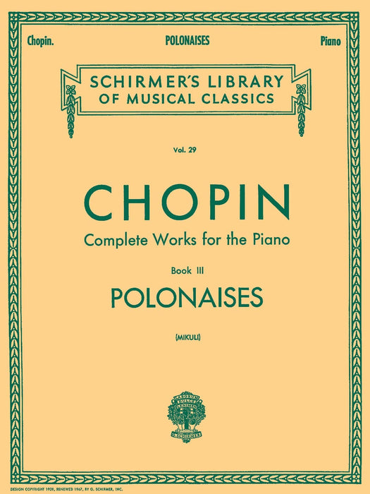 Polonaises Schirmer Library of Classics Volume 29 Piano Solo 蕭邦 波洛奈茲 鋼琴 獨奏 | 小雅音樂 Hsiaoya Music