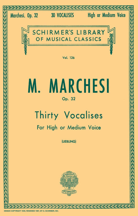 30 Vocalises, Op. 32 Schirmer Library of Classics Volume 126 High or Medium Voice | 小雅音樂 Hsiaoya Music