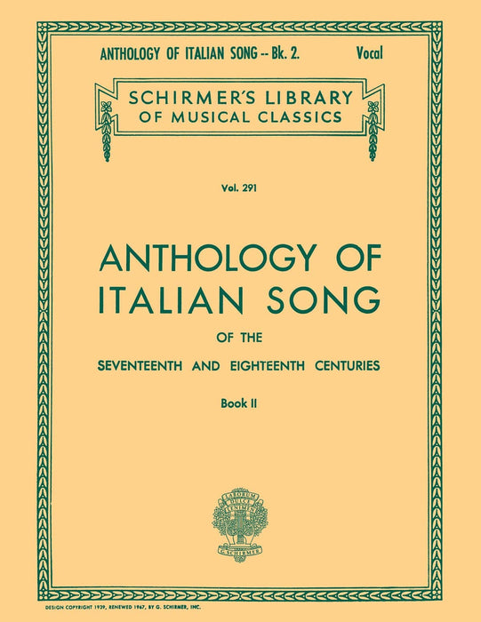 Anthology of Italian Song of the 17th and 18th Centuries - Book II Schirmer Library of Classics Volume 291 | 小雅音樂 Hsiaoya Music