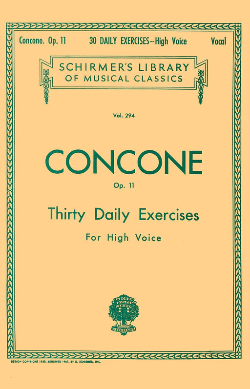 30 Daily Exercises, Op. 11 - High Voice Schirmer Library of Classics Volume 294 每日練習 高音 | 小雅音樂 Hsiaoya Music