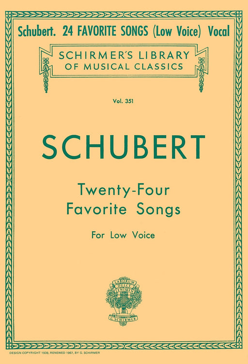 24 Favorite Songs Schirmer Library of Classics Volume 351 Low Voice 舒伯特 低音 | 小雅音樂 Hsiaoya Music