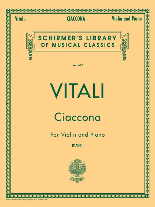Ciaccona Schirmer Library of Classics Volume 417 Violin and Piano 韋塔利托瑪索 夏康舞曲 小提琴 鋼琴 | 小雅音樂 Hsiaoya Music