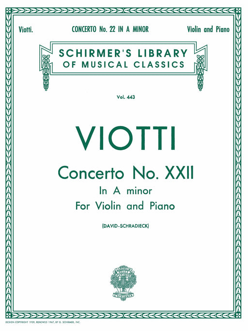 Concerto No. 22 in A Minor Schirmer Library of Classics Volume 443 Score and Parts 協奏曲 | 小雅音樂 Hsiaoya Music