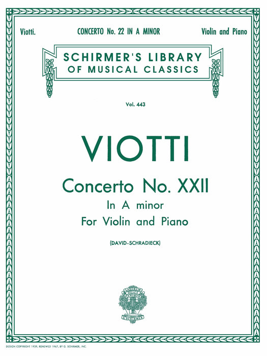 Concerto No. 22 in A Minor Schirmer Library of Classics Volume 443 Score and Parts 協奏曲 | 小雅音樂 Hsiaoya Music