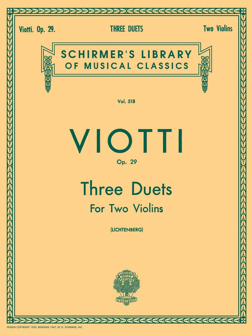 3 Duets, Op. 29 Schirmer Library of Classics Volume 518 Score and Parts 二重奏 | 小雅音樂 Hsiaoya Music