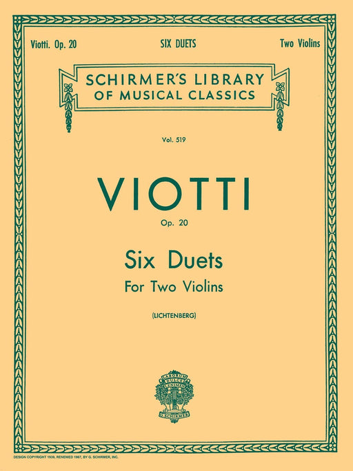6 Duets, Op. 20 Schirmer Library of Classics Volume 519 Score and Parts 二重奏 | 小雅音樂 Hsiaoya Music