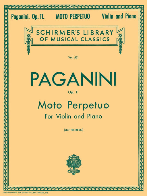 Moto Perpetuo, Op. 11, No. 6 Schirmer Library of Classics Volume 521 Violin and Piano 帕格尼尼 無窮動 小提琴 鋼琴 | 小雅音樂 Hsiaoya Music