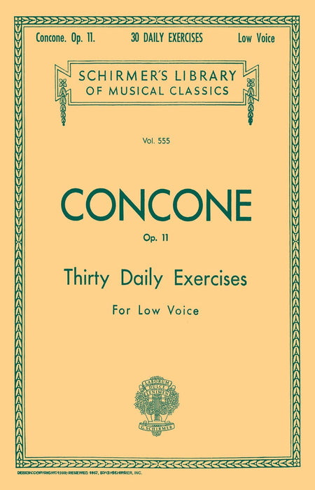 30 Daily Exercises, Op. 11 Schirmer Library of Classics Volume 555 Low Voice 每日練習 低音 | 小雅音樂 Hsiaoya Music