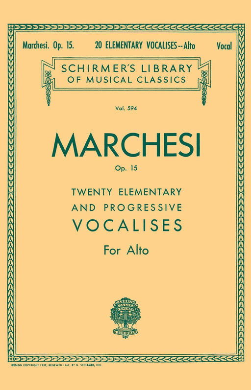 20 Elementary and Progressive Vocalises, Op. 15 Schirmer Library of Classics Volume 594 Low Voice 低音 | 小雅音樂 Hsiaoya Music