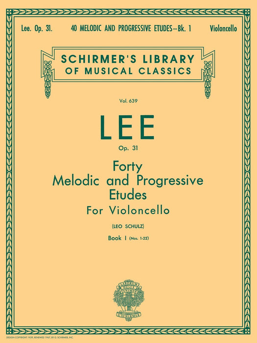 40 Melodic and Progressive Etudes, Op. 31 - Book 1 Schirmer Library of Classics Volume 639 Cello Method 李瑟巴斯提安 練習曲 大提琴 | 小雅音樂 Hsiaoya Music
