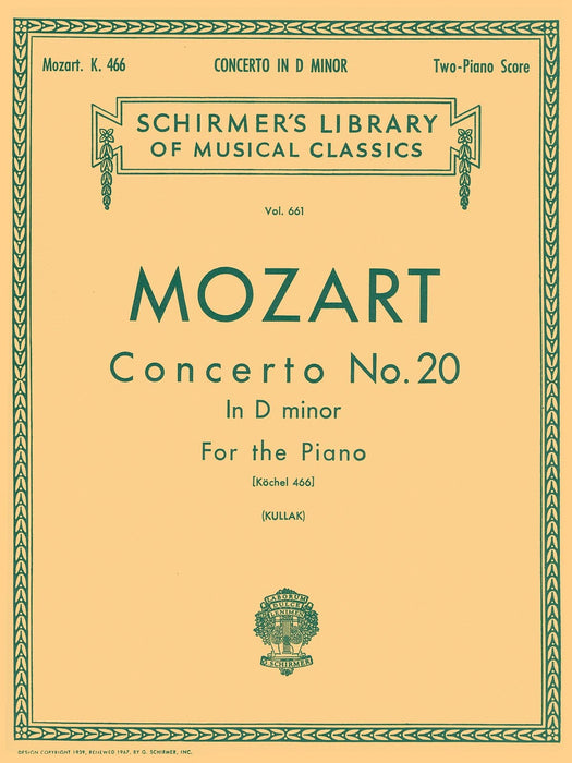 Concerto No. 20 in D Minor, K.466 Schirmer Library of Classics Volume 661 National Federation of Music Clubs 2014-2016 Piano Duets 莫札特 協奏曲 鋼琴 二重奏 | 小雅音樂 Hsiaoya Music