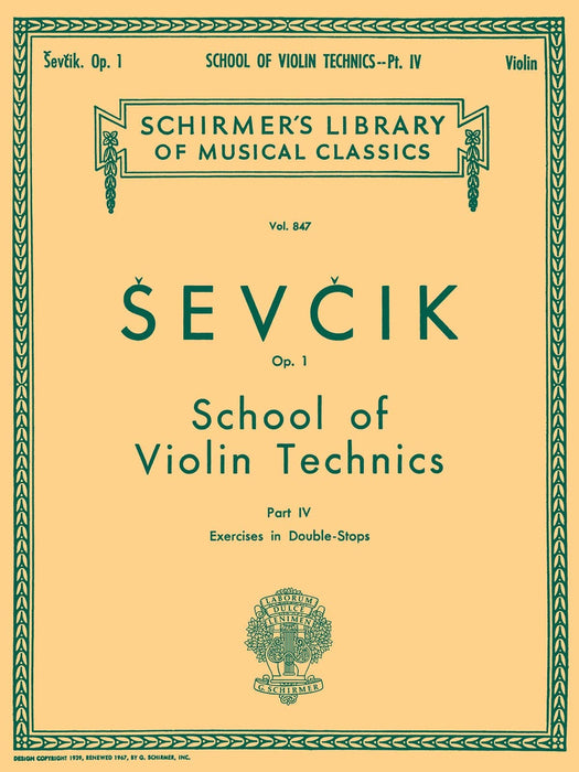 School of Violin Technics, Op. 1 - Book 4 Schirmer Library of Classics Volume 847 Violin Method 小提琴 | 小雅音樂 Hsiaoya Music