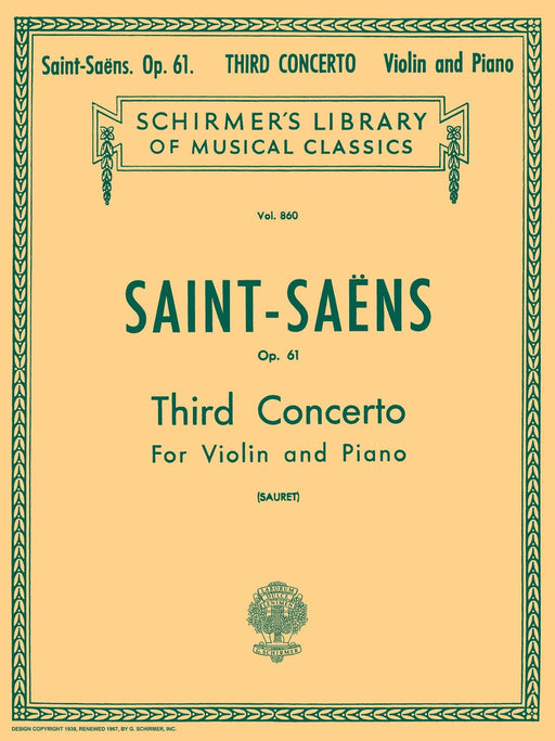 Third Concerto in B Minor, Op. 61 Schirmer Library of Classics Volume 860 Violin and Piano 協奏曲 小提琴 鋼琴 | 小雅音樂 Hsiaoya Music