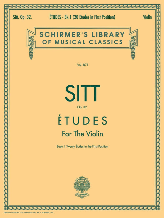 Etudes, Op. 32 - Book 1 Schirmer Library of Classics Volume 871 Violin Method 西特,漢斯 練習曲 小提琴 | 小雅音樂 Hsiaoya Music